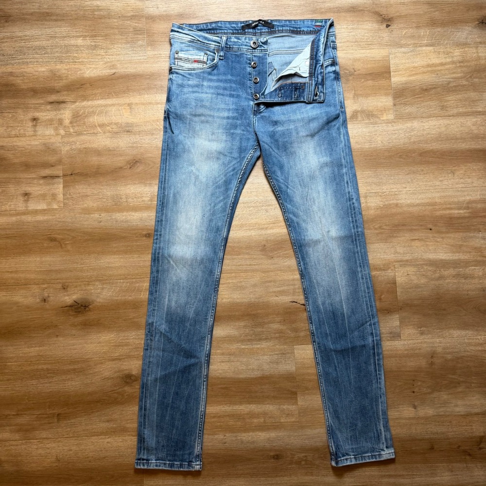 Diesel Tepphar Jeans Mens 32x34 Blue Slim Carrot Stretch Wash 0830K DNA Denim